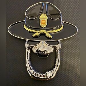 Police Black and Silver Skull Hat Badge